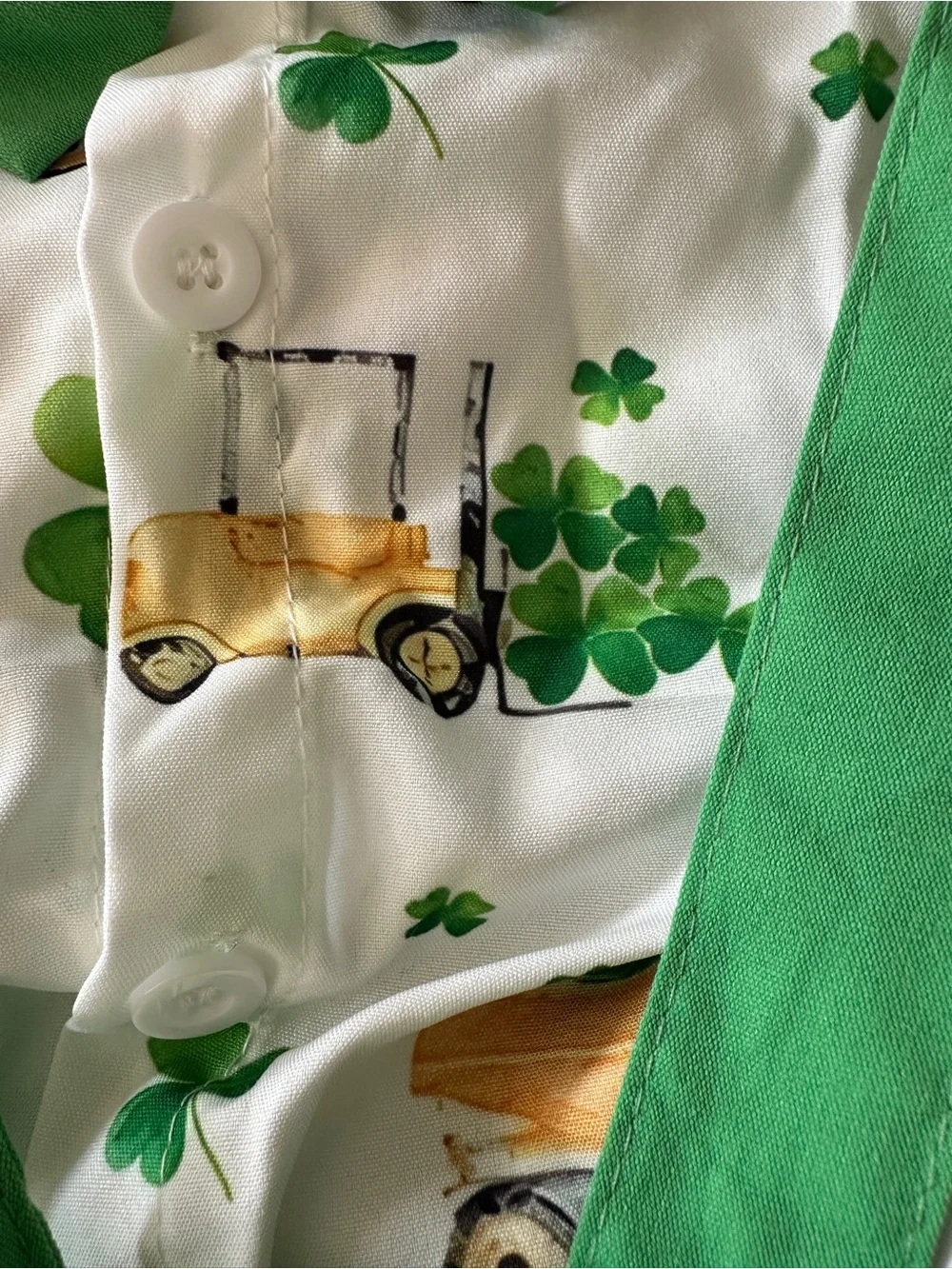 St. Patrick's Green Suspender Shorts Set with Bow Tie trucks 4 leaf clovers